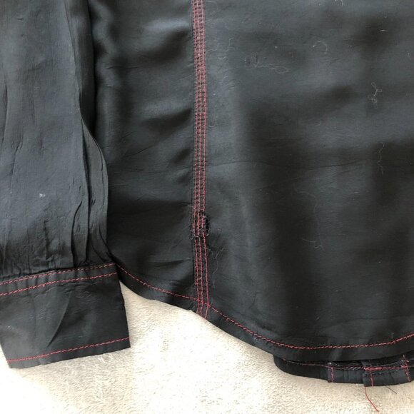 VTG Jean Paul Gaultier Jeans Black With Red Stitching Long Sleeve Snap Shirt - Picture 15 of 16